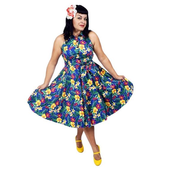 NWT June Shirtdress in Blue Hawaii Print - Picture 3 of 7